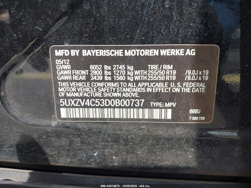 5UXZV4C53D0B00737 2013 BMW X5 photo no. 9