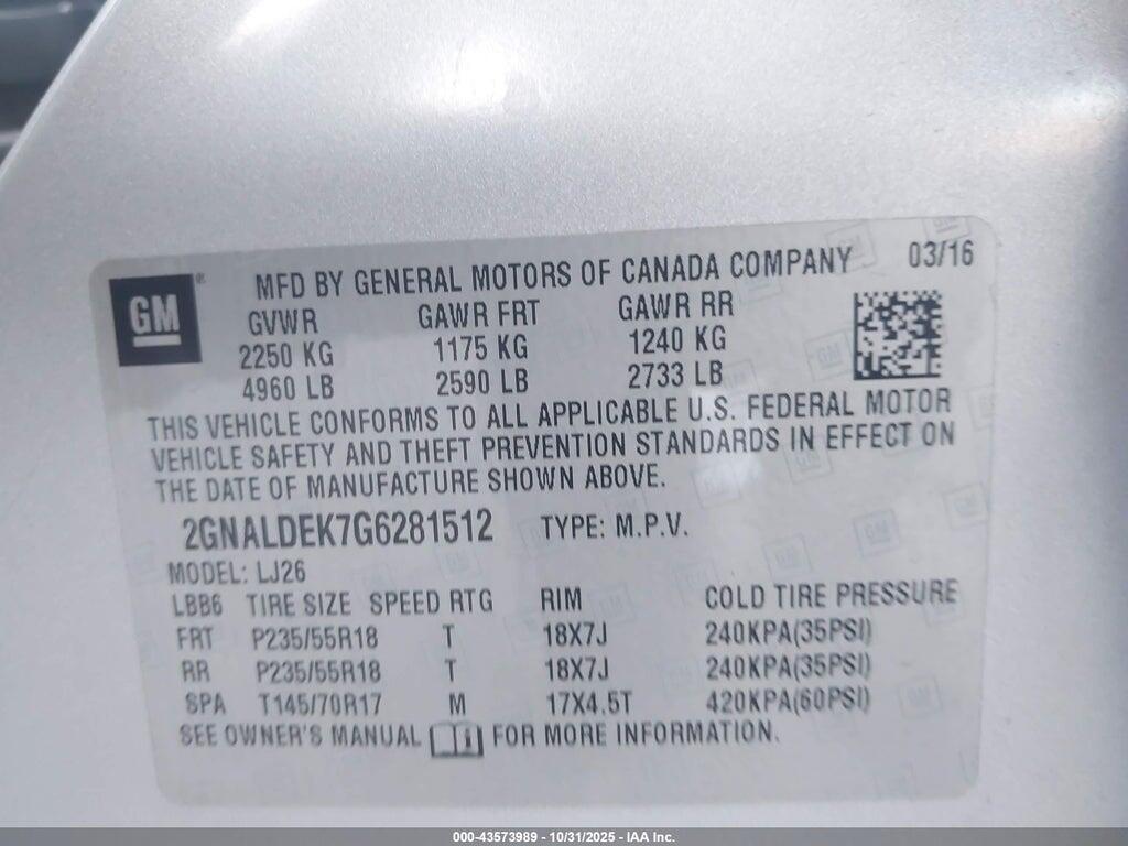 2GNALDEK7G6281512 2016 CHEVROLET EQUINOX photo no. 9