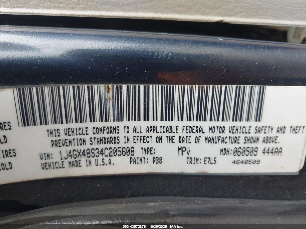 1J4GX48F34C205608 2004 JEEP GRAND CHEROKEE photo no. 9