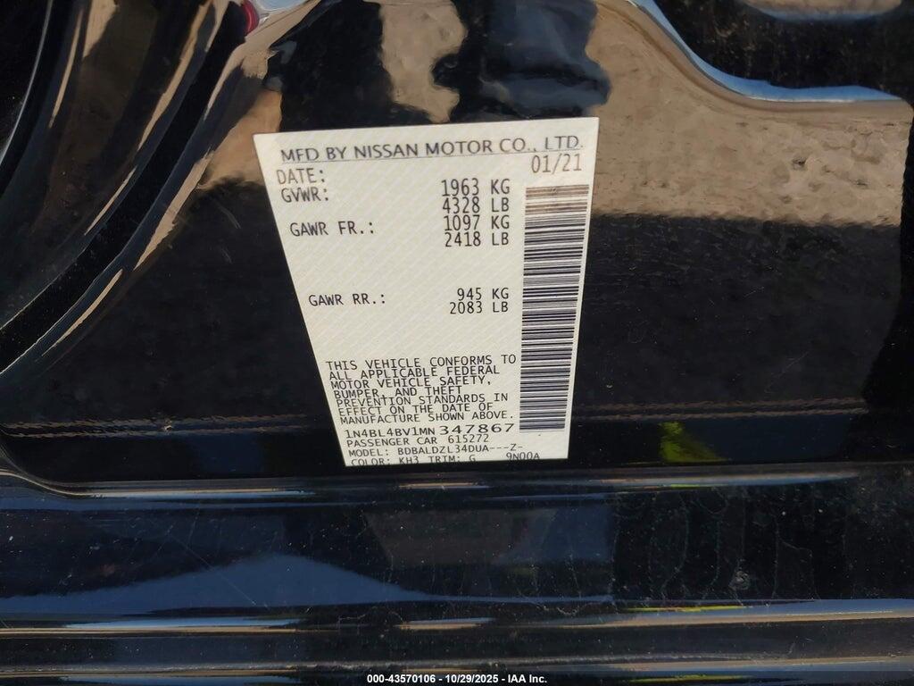 1N4BL4BV1MN347867 2021 NISSAN ALTIMA photo no. 9