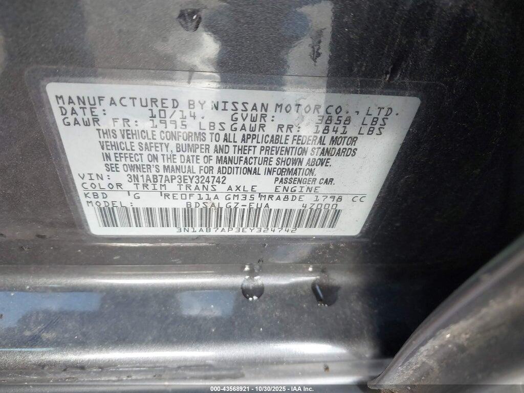 3N1AB7AP3EY324742 2014 NISSAN SENTRA photo no. 9