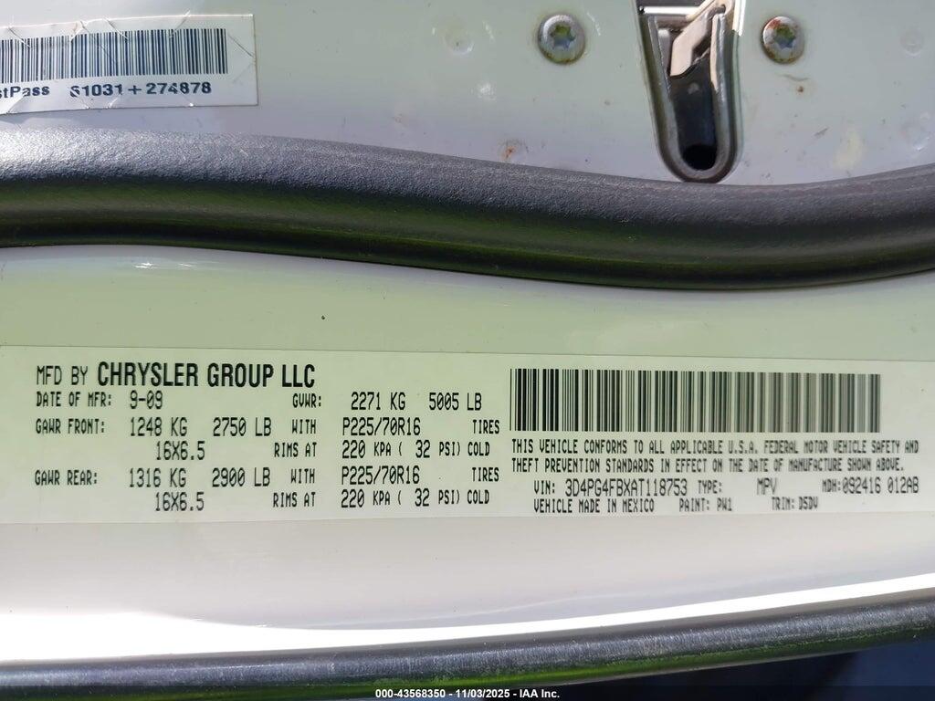 3D4PG4FBXAT118753 2010 DODGE JOURNEY photo no. 9