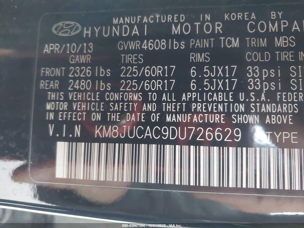 KM8JUCAC9DU726629 2013 HYUNDAI TUCSON photo no. 9