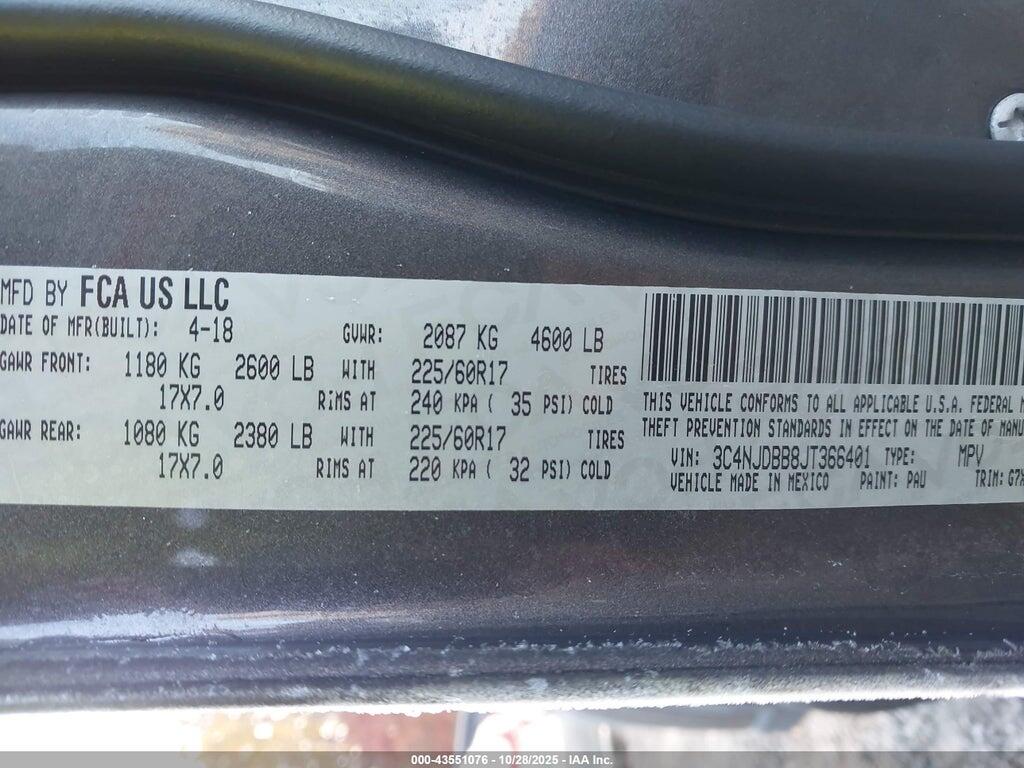 3C4NJDBB8JT366401 2018 JEEP COMPASS photo no. 9