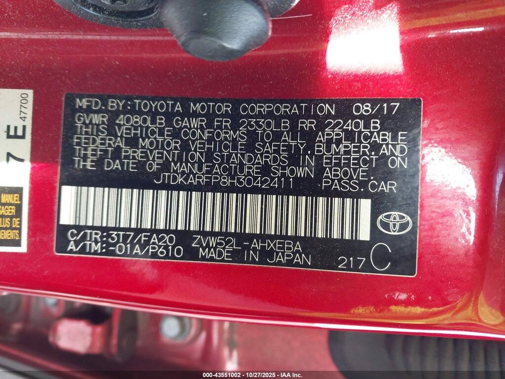 JTDKARFP8H3042411 2017 TOYOTA PRIUS PRIME photo no. 9