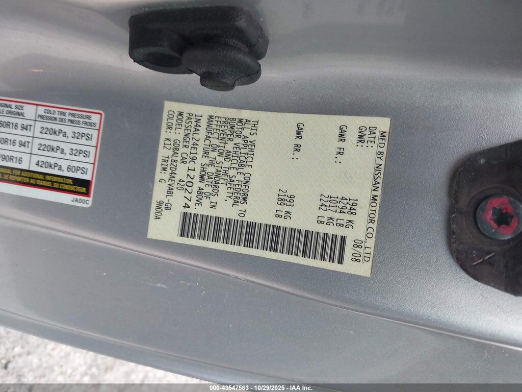 1N4AL24E19C120274 2009 NISSAN ALTIMA photo no. 9