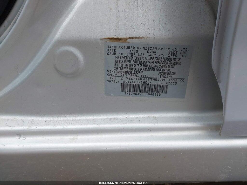 3N1CN8DV2LL882513 2020 NISSAN VERSA photo no. 9