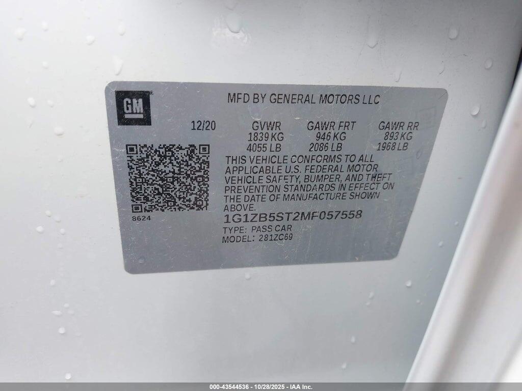 1G1ZB5ST2MF057558 2021 CHEVROLET MALIBU photo no. 9