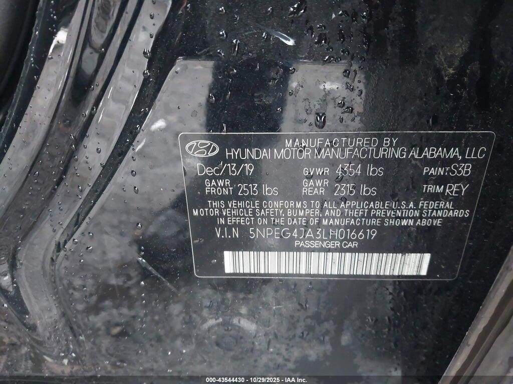 5NPEG4JA3LH016619 2020 HYUNDAI SONATA photo no. 9