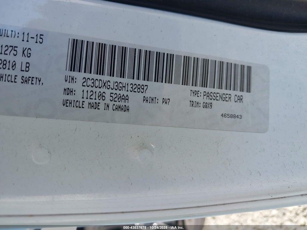 2C3CDXGJ3GH132897 2016 DODGE CHARGER photo no. 9