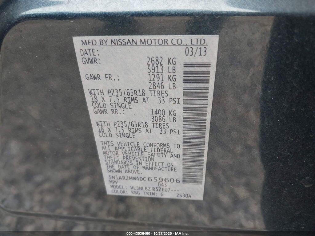 5N1AR2MM4DC659606 2013 NISSAN PATHFINDER photo no. 9