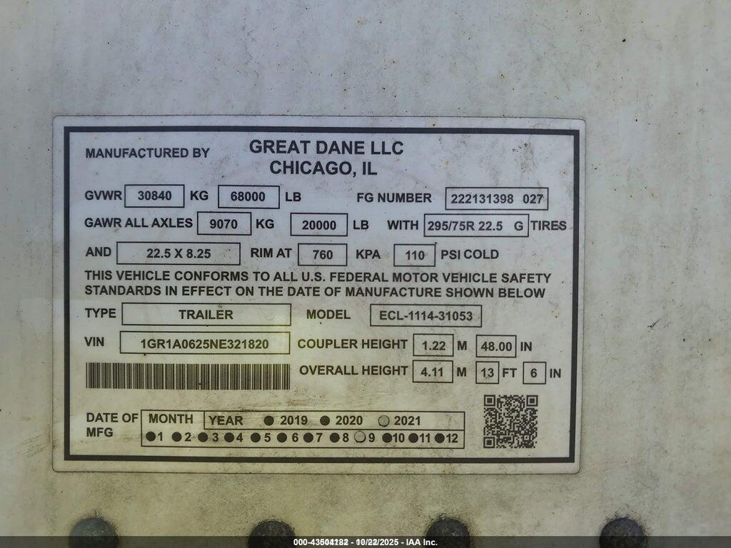 1GR1A0625NE321820 2022 GREAT DANE TRAILERS UNKNOWN photo no. 9