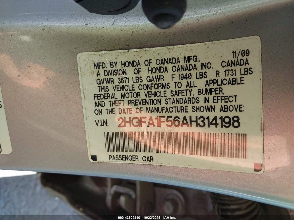 2HGFA1F56AH314198 2010 HONDA CIVIC photo no. 9