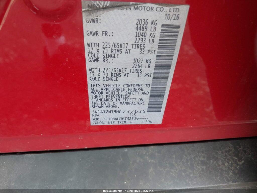 5N1AT2MT9HC737635 2017 NISSAN ROGUE photo no. 9