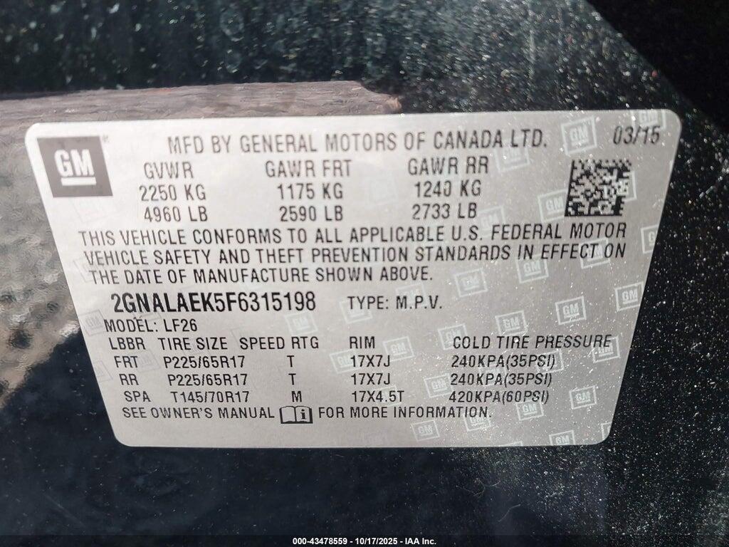 2GNALAEK5F6315198 2015 CHEVROLET EQUINOX photo no. 9