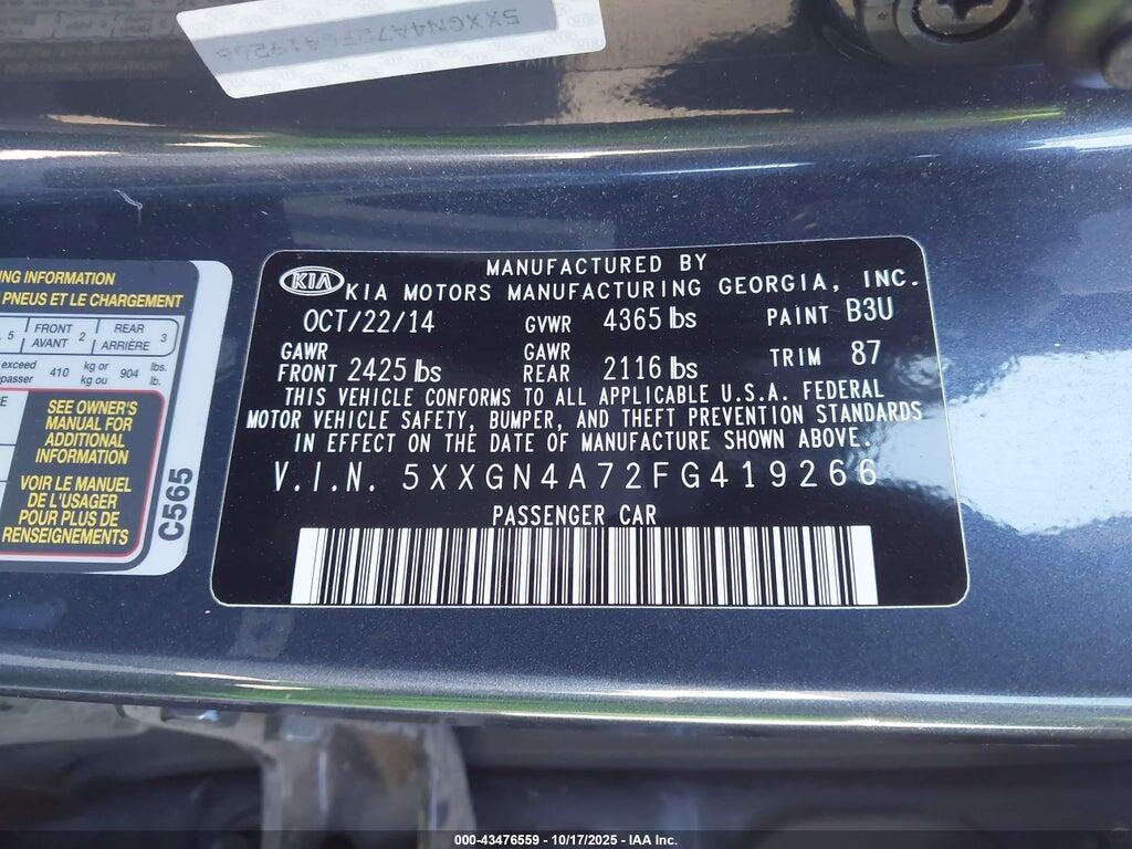5XXGN4A72FG419266 2015 KIA OPTIMA photo no. 9