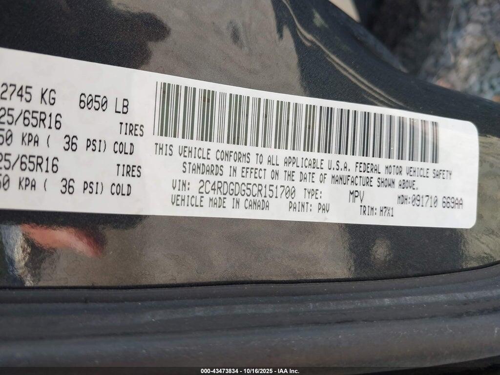 2C4RDGDG5CR151700 2012 DODGE GRAND CARAVAN photo no. 9