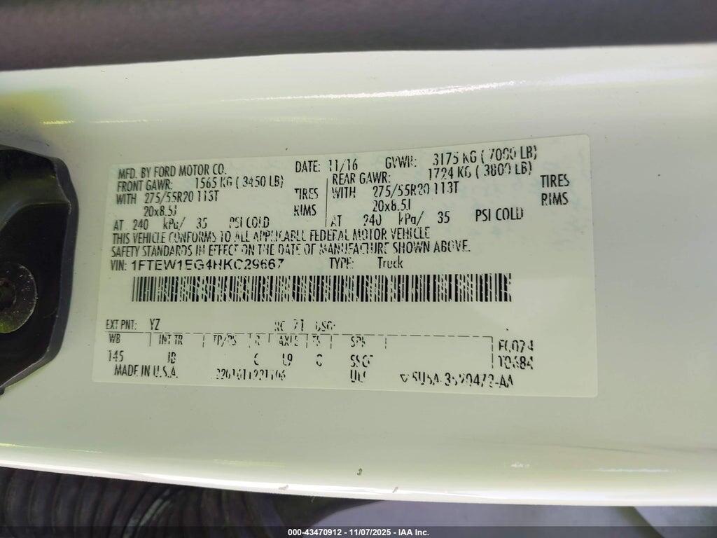 1FTEW1EG4HKC29667 2017 FORD F-150 photo no. 9