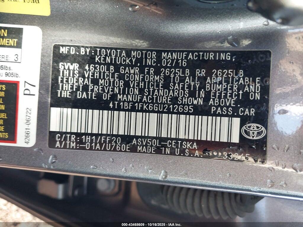 4T1BF1FK6GU212695 2016 TOYOTA CAMRY photo no. 9
