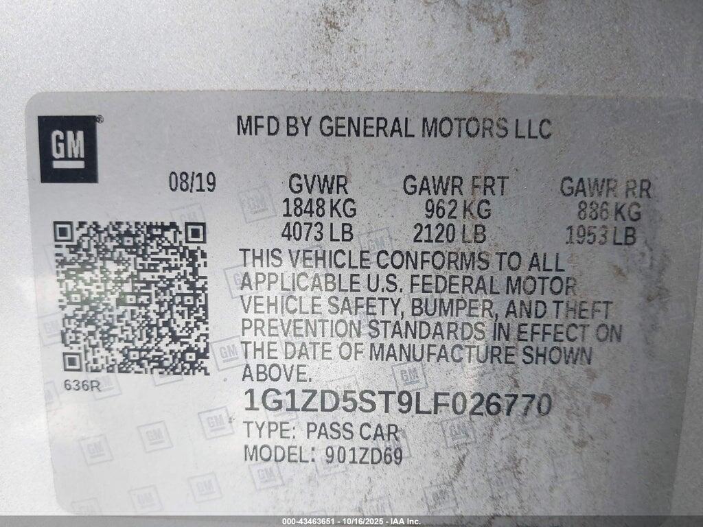 1G1ZD5ST9LF026770 2020 CHEVROLET MALIBU photo no. 9