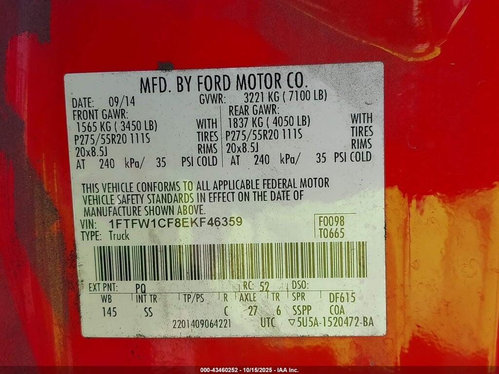 1FTFW1CF8EKF46359 2014 FORD F-150 photo no. 9
