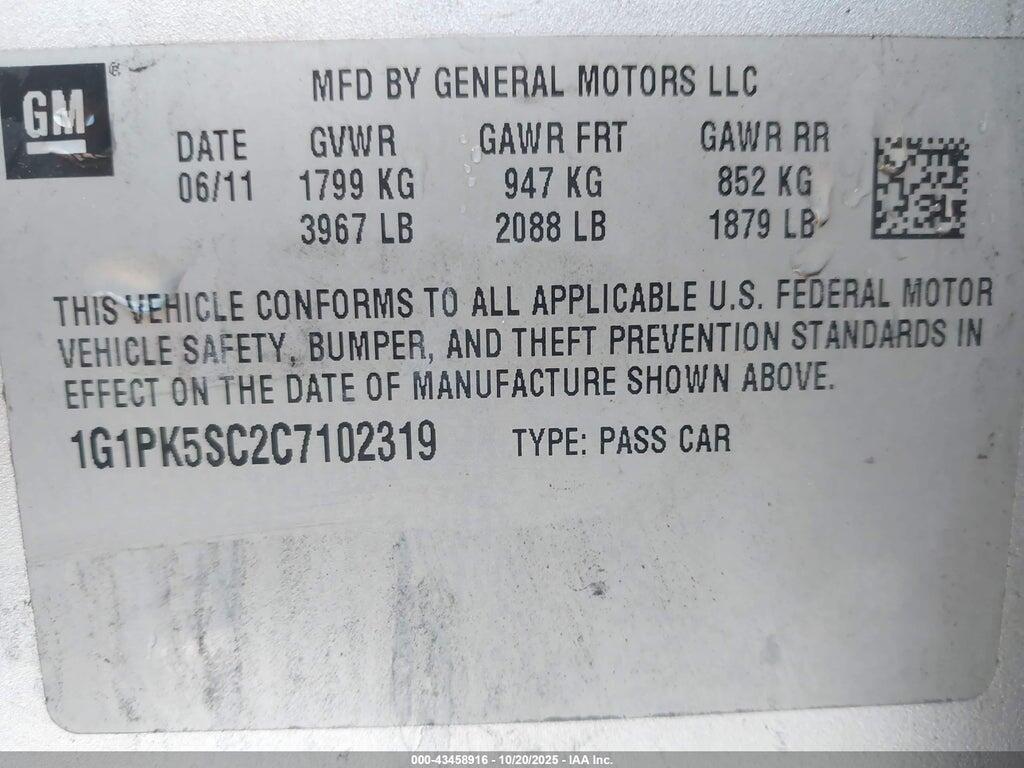 1G1PK5SC2C7102319 2012 CHEVROLET CRUZE photo no. 9