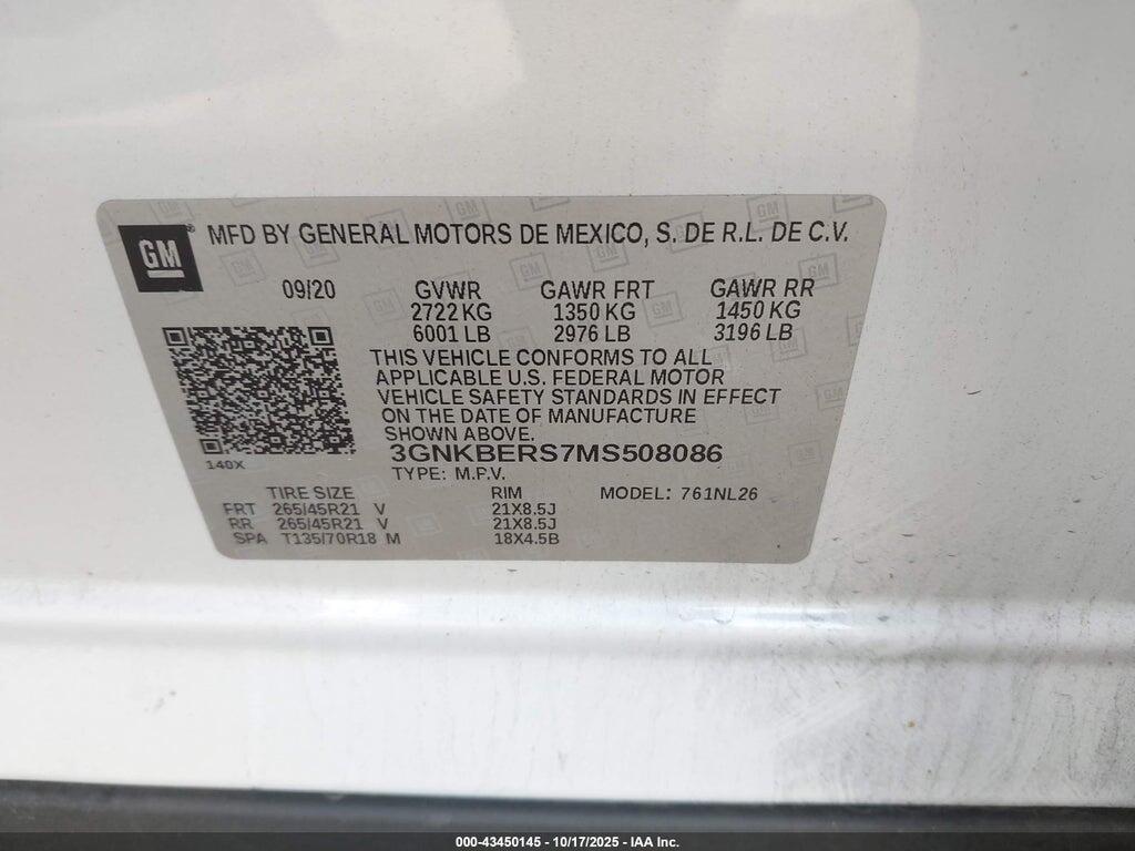 3GNKBERS7MS508086 2021 CHEVROLET BLAZER photo no. 9