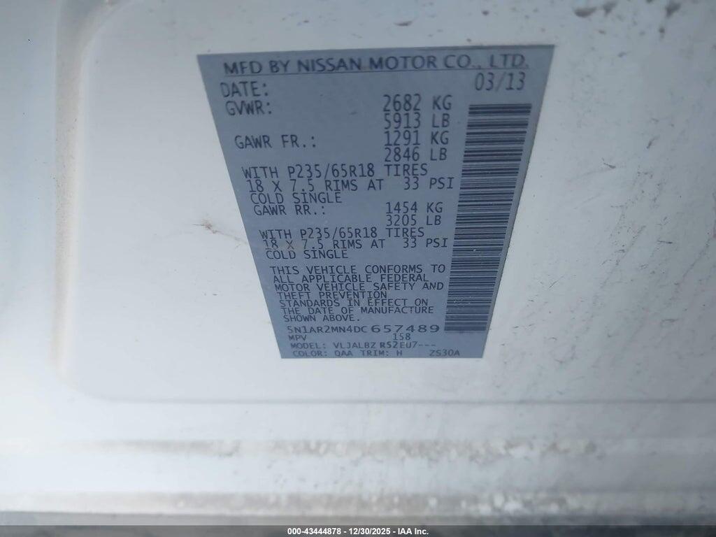 5N1AR2MN4DC657489 2013 NISSAN PATHFINDER photo no. 9