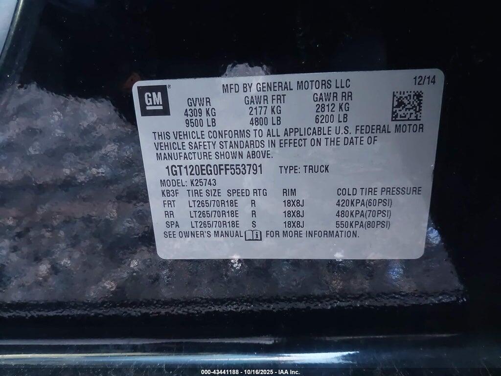 1GT120EG0FF553791 2015 GMC SIERRA 2500HD photo no. 9