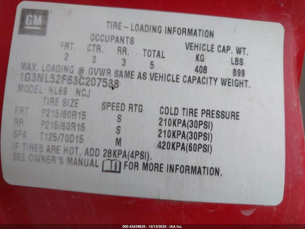 1G3NL52F63C207538 2003 OLDSMOBILE ALERO photo no. 9