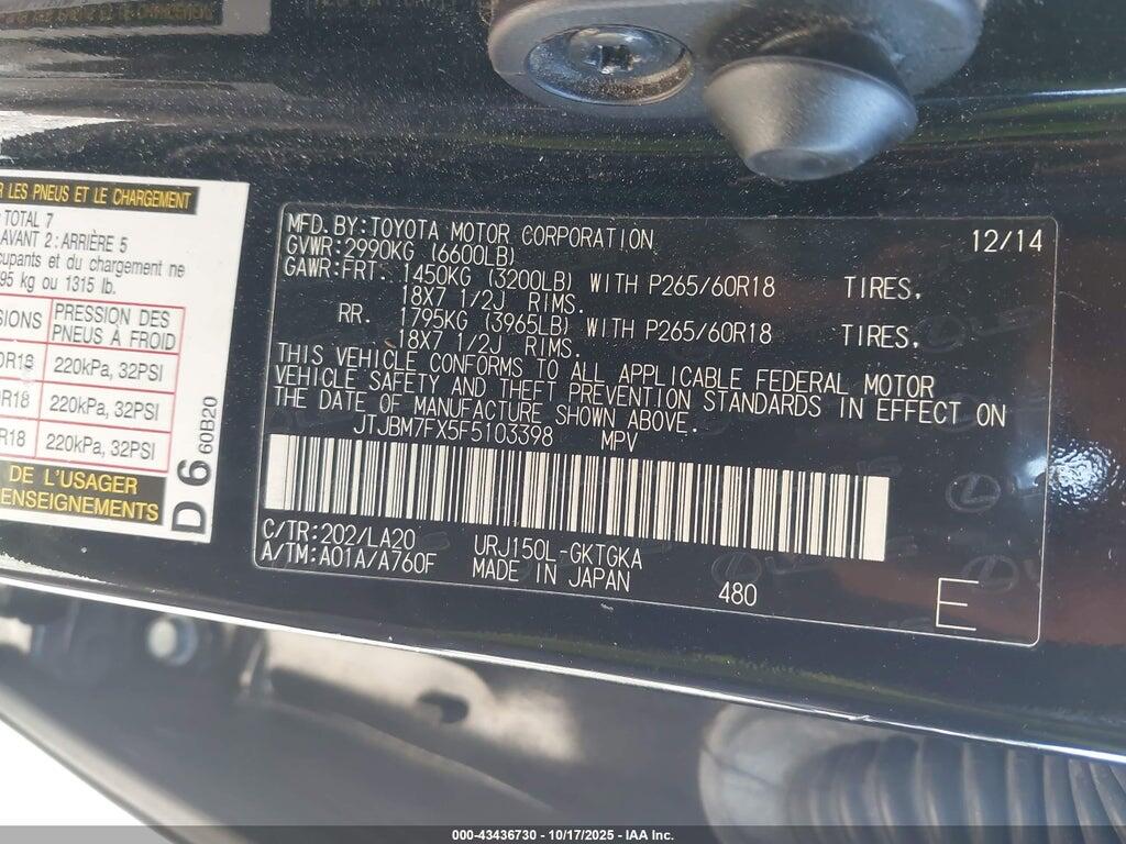 JTJBM7FX5F5103398 2015 LEXUS GX 460 photo no. 9