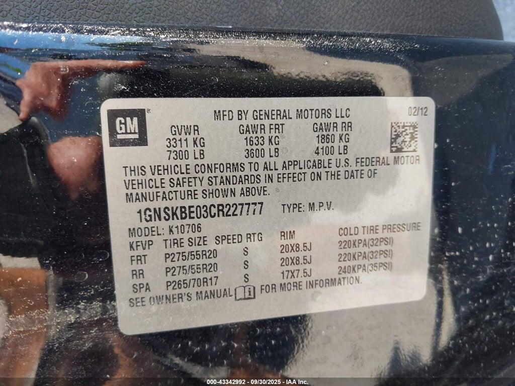 1GNSKBE03CR227777 2012 CHEVROLET TAHOE photo no. 9