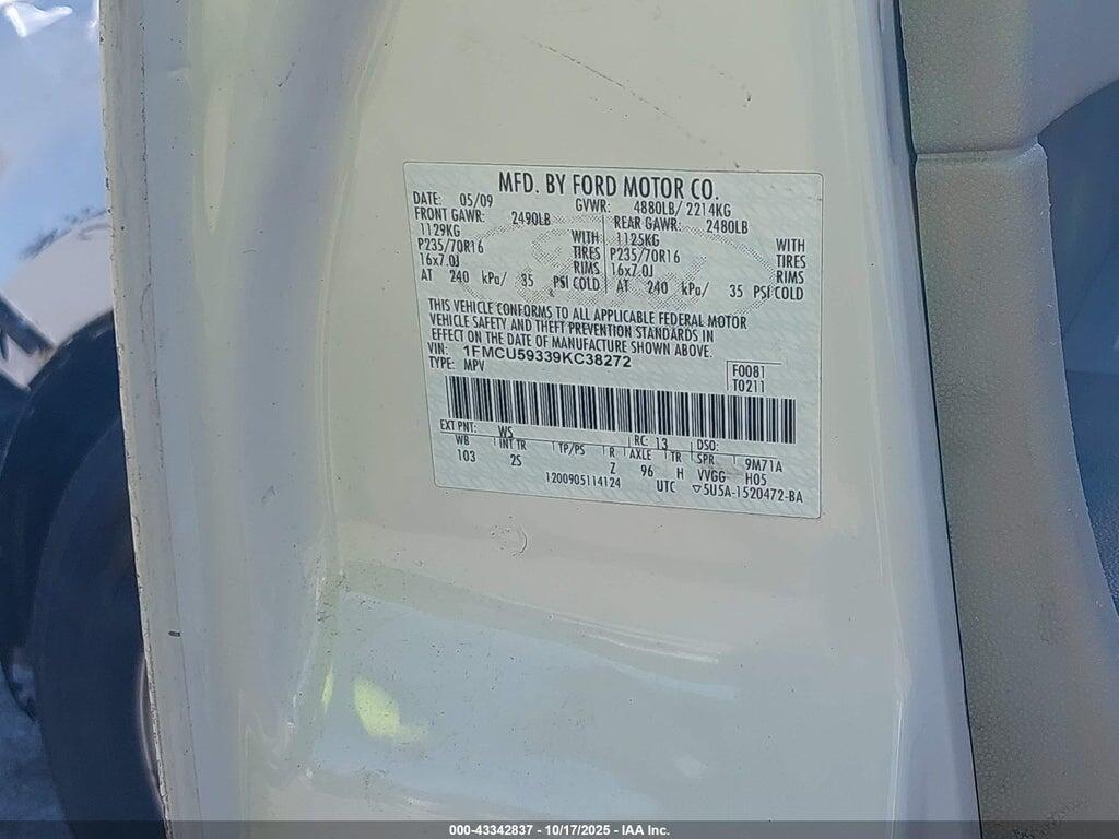 1FMCU59339KC38272 2009 FORD ESCAPE HYBRID photo no. 9