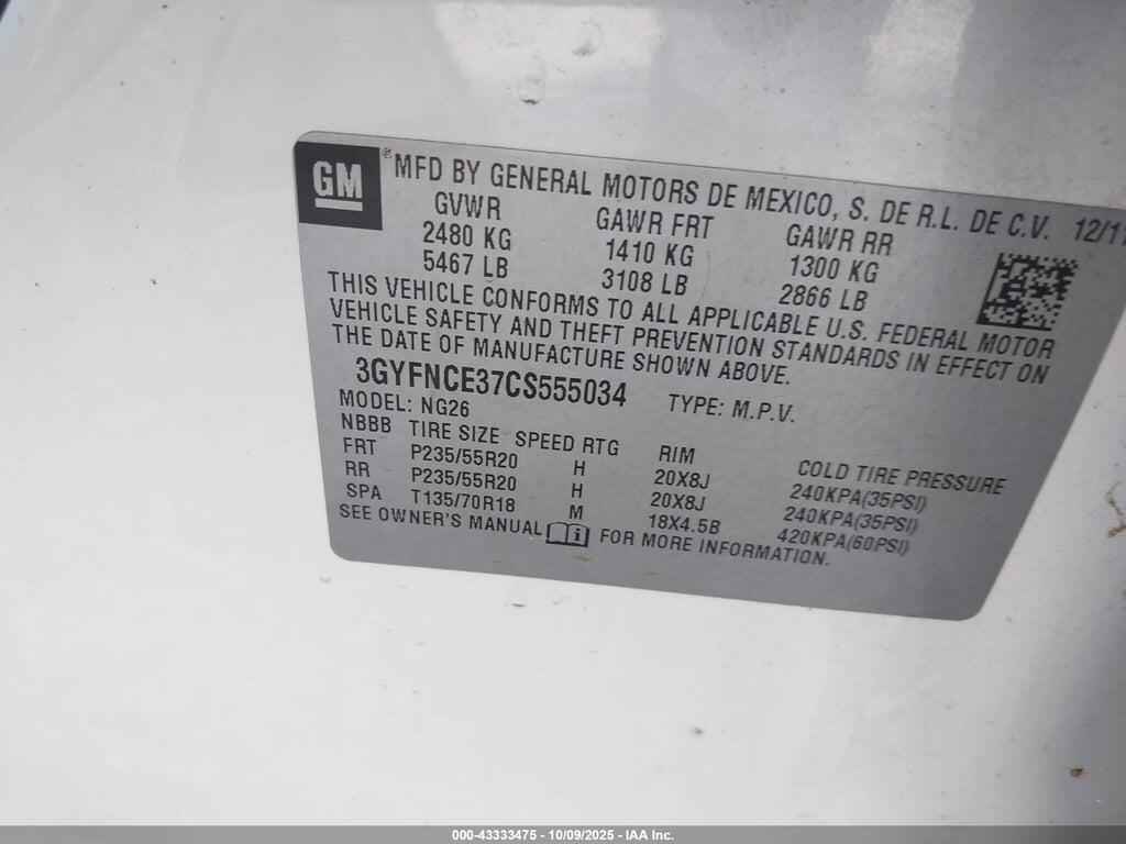 3GYFNCE37CS555034 2012 CADILLAC SRX photo no. 9