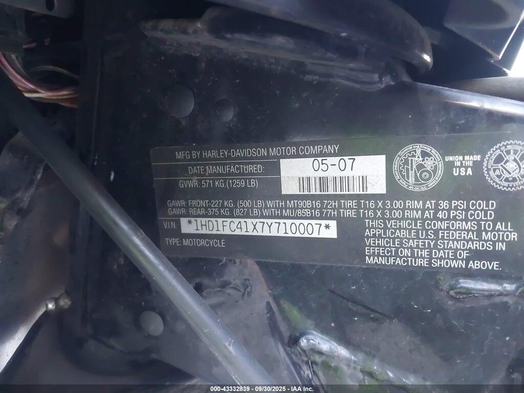 1HD1FC41X7Y710007 2007 HARLEY-DAVIDSON FLHTCUI photo no. 10