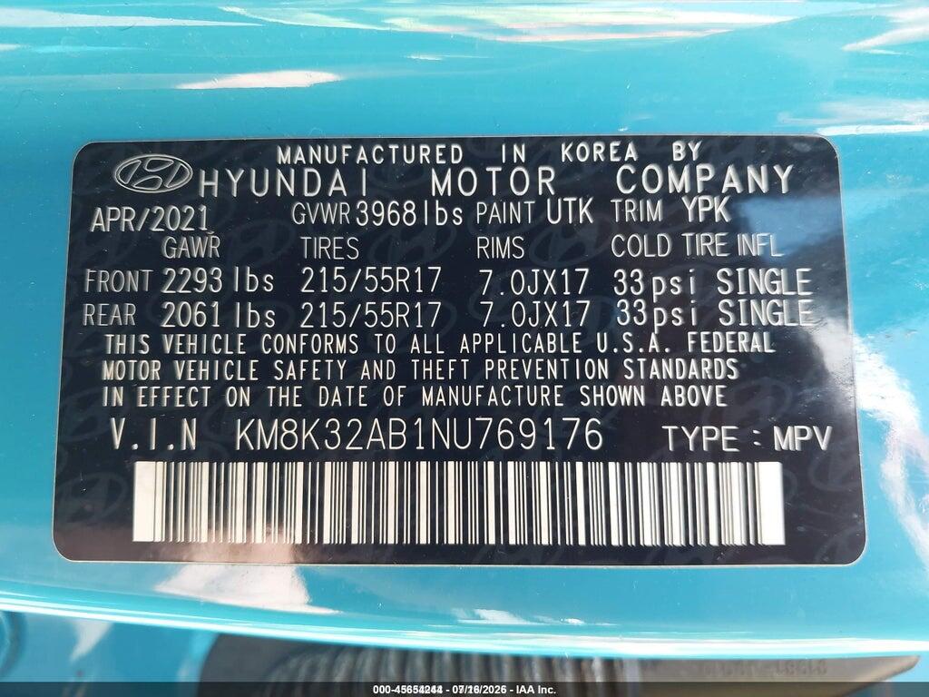 KM8K32AB1NU769176 2022 HYUNDAI KONA photo no. 9
