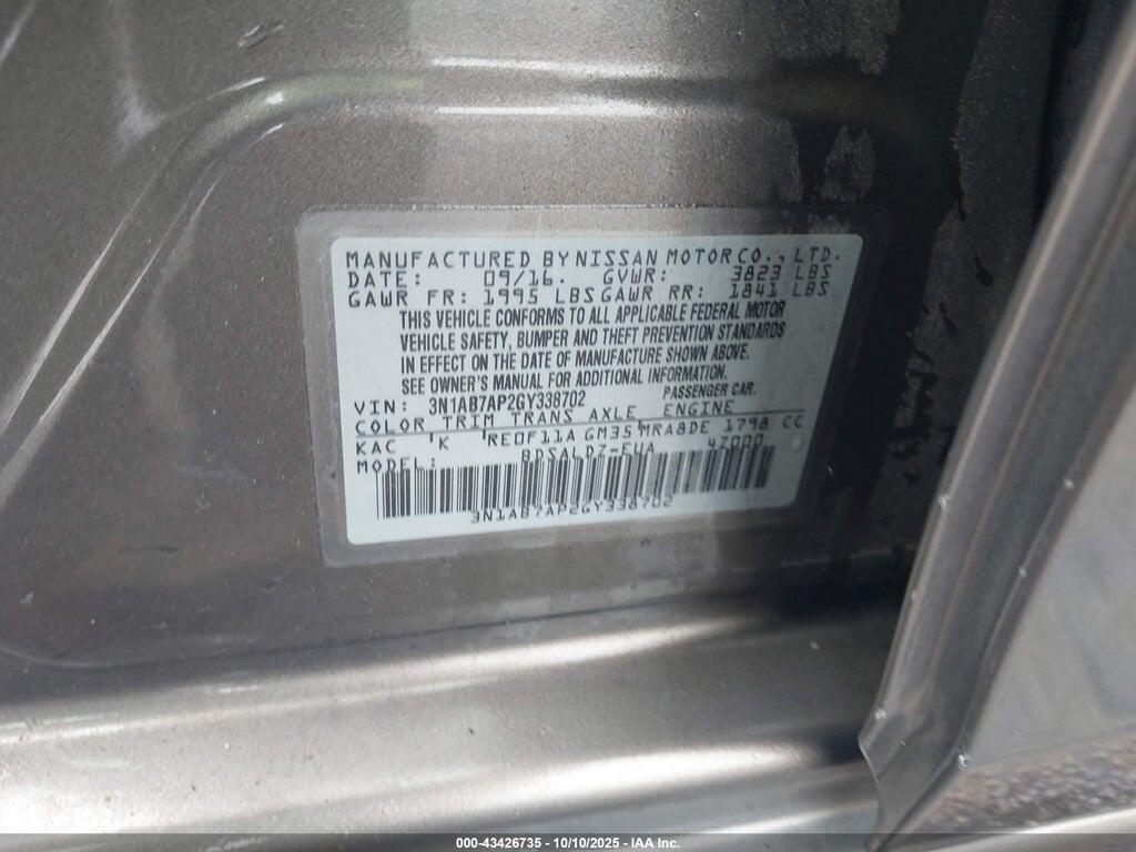 3N1AB7AP2GY338702 2016 NISSAN SENTRA photo no. 9