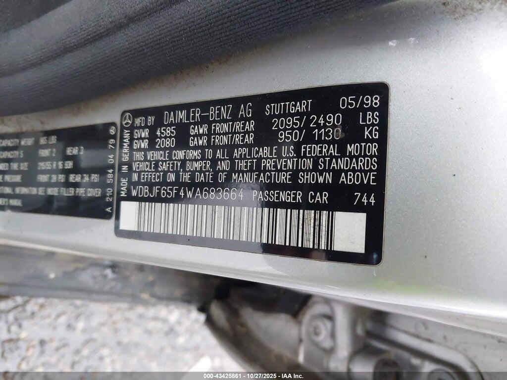 WDBJF65F4WA683664 1998 MERCEDES-BENZ E 320 photo no. 9