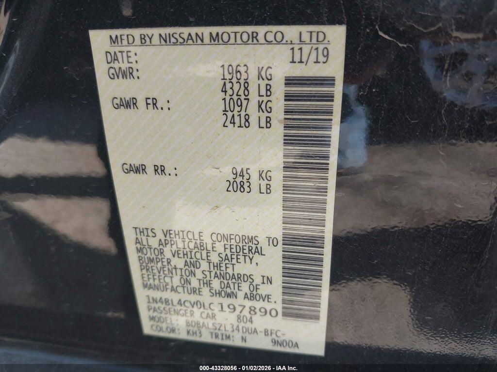 1N4BL4CV0LC197890 2020 NISSAN ALTIMA photo no. 9