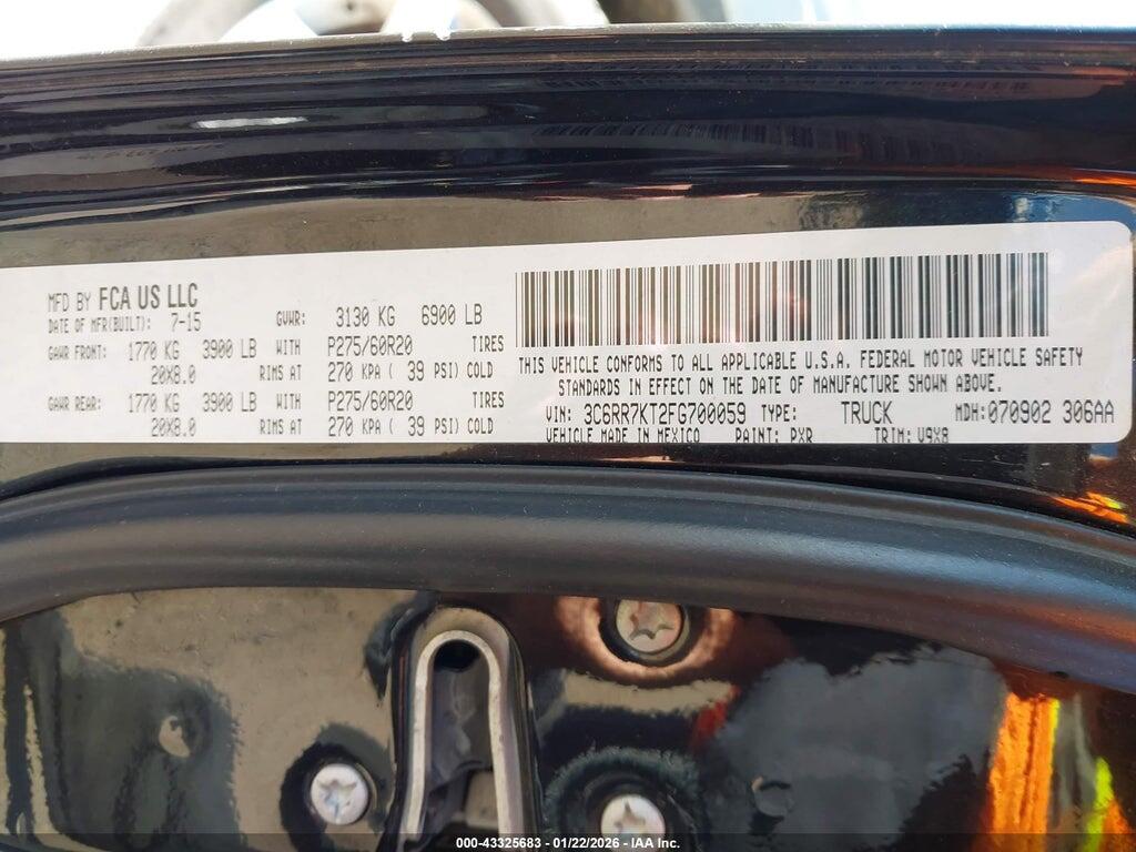 3C6RR7KT2FG700059 2015 RAM 1500 photo no. 9