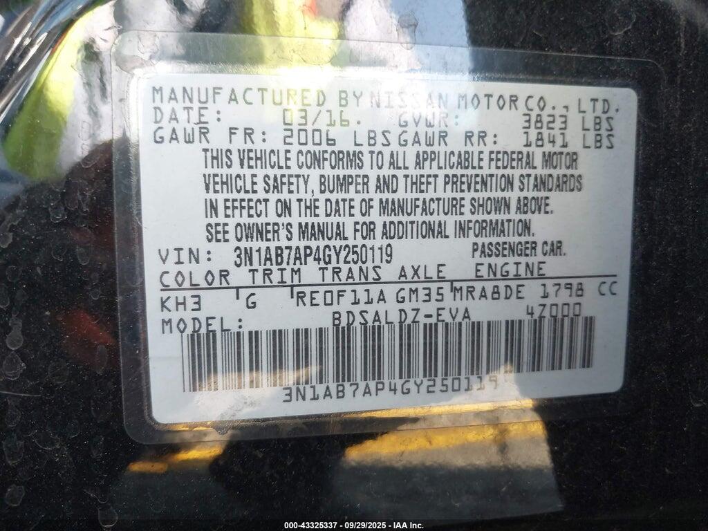 3N1AB7AP4GY250119 2016 NISSAN SENTRA photo no. 9