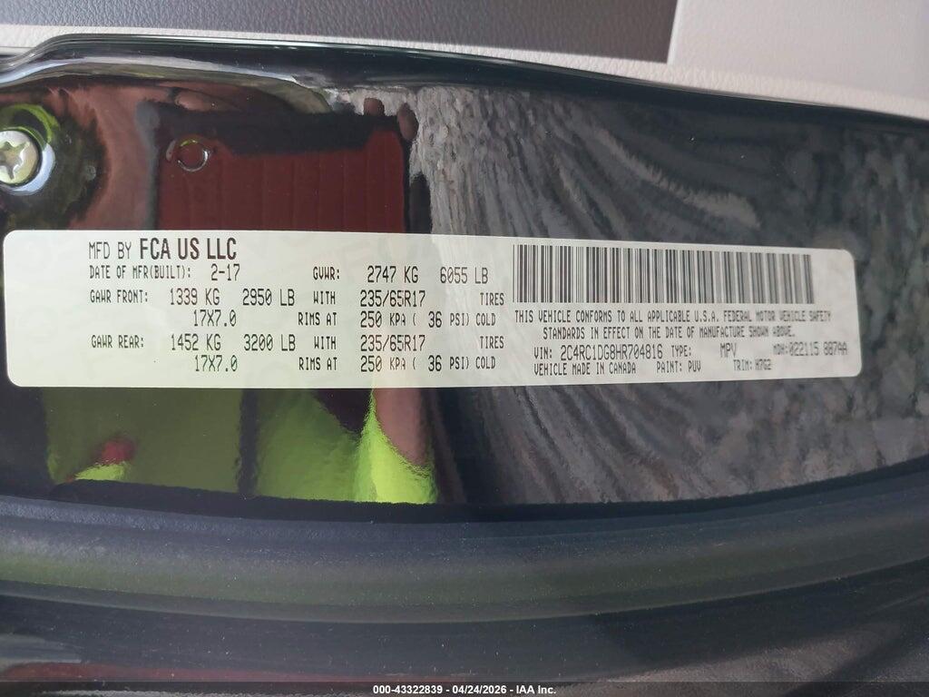 2C4RC1DG8HR704816 2017 CHRYSLER PACIFICA photo no. 9