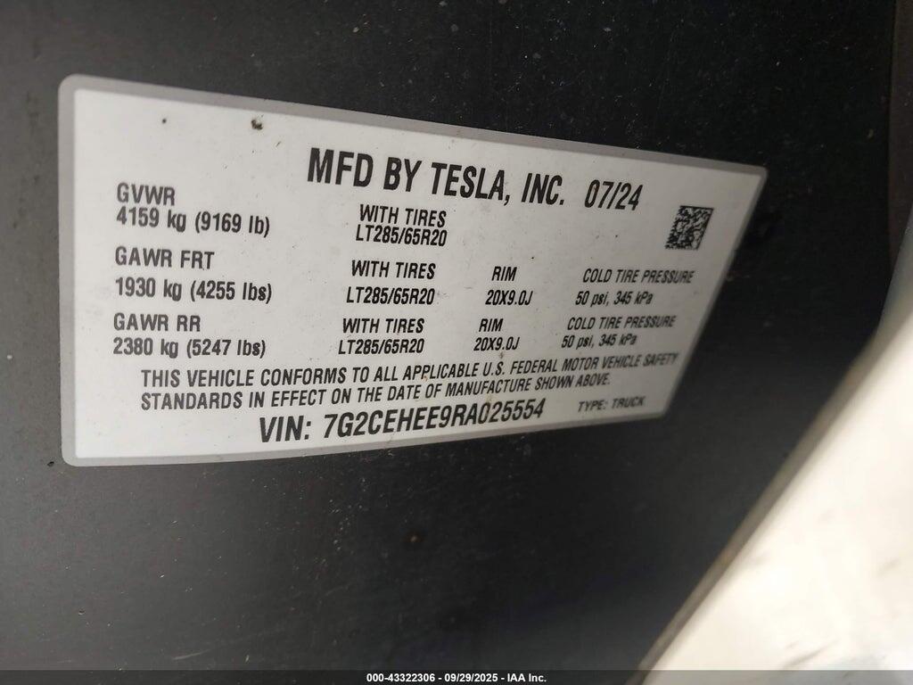 7G2CEHEE9RA025554 2024 TESLA CYBERTRUCK photo no. 9