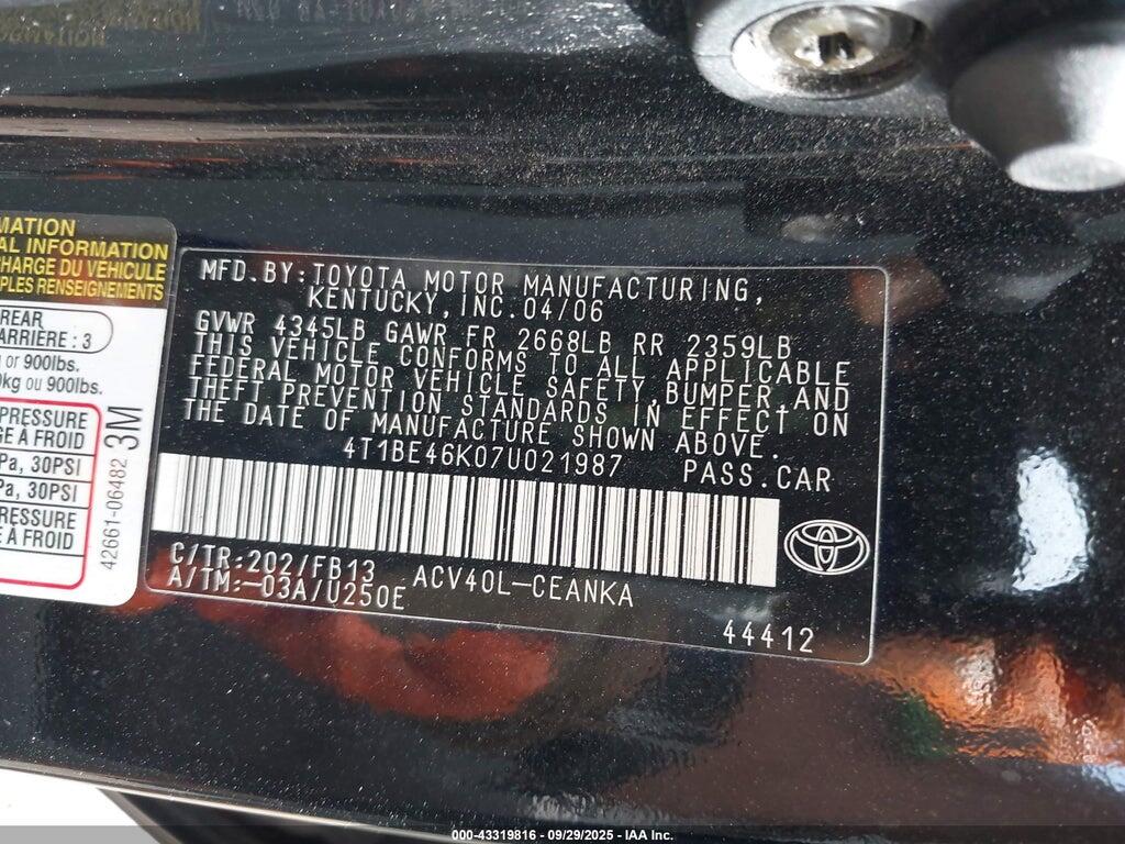 4T1BE46K07U021987 2007 TOYOTA CAMRY photo no. 9