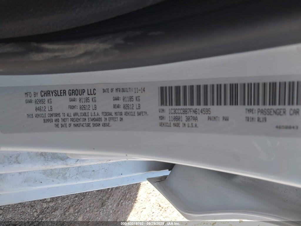 1C3CCCBB7FN614595 2015 CHRYSLER 200 photo no. 9