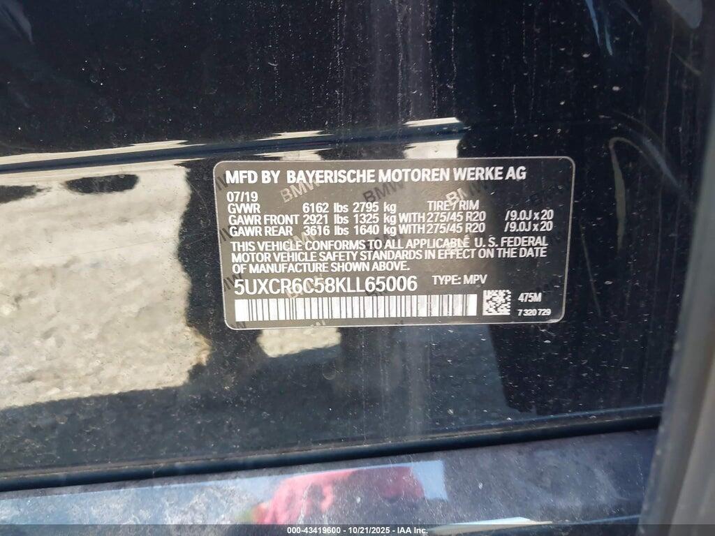 5UXCR6C58KLL65006 2019 BMW X5 photo no. 9