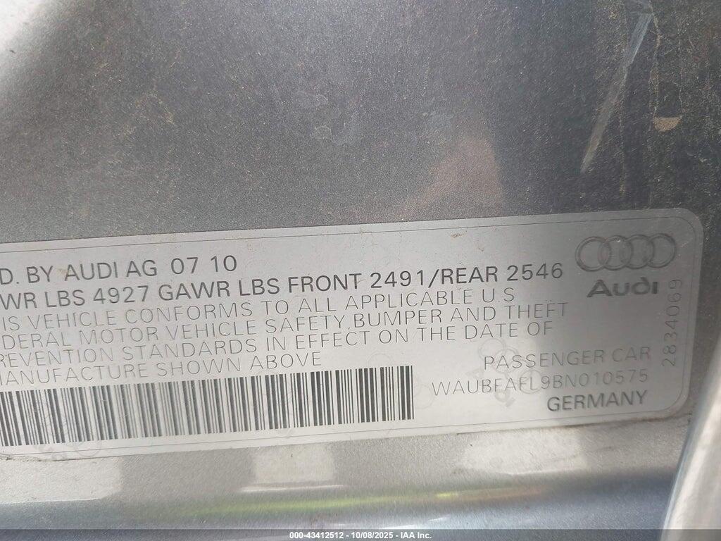 WAUBFAFL9BN010575 2011 AUDI A4 photo no. 9