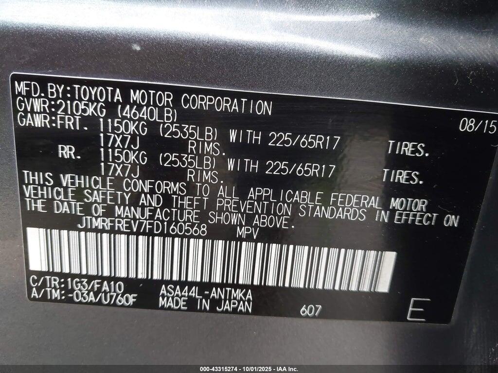 JTMRFREV7FD160568 2015 TOYOTA RAV4 photo no. 9