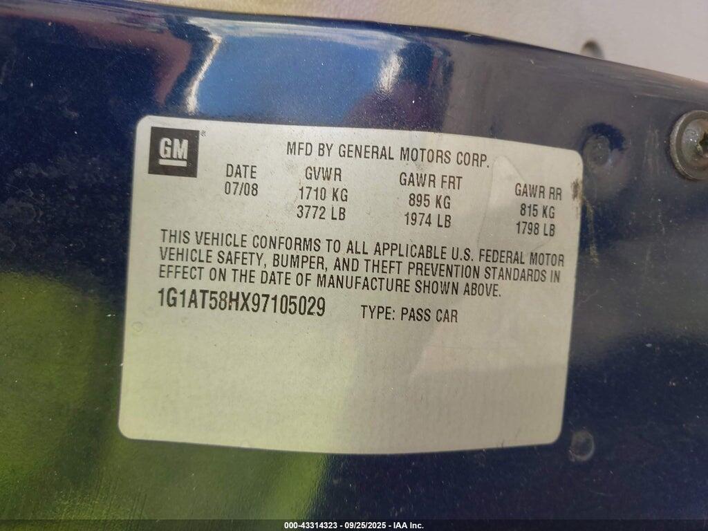 1G1AT58HX97105029 2009 CHEVROLET COBALT photo no. 9