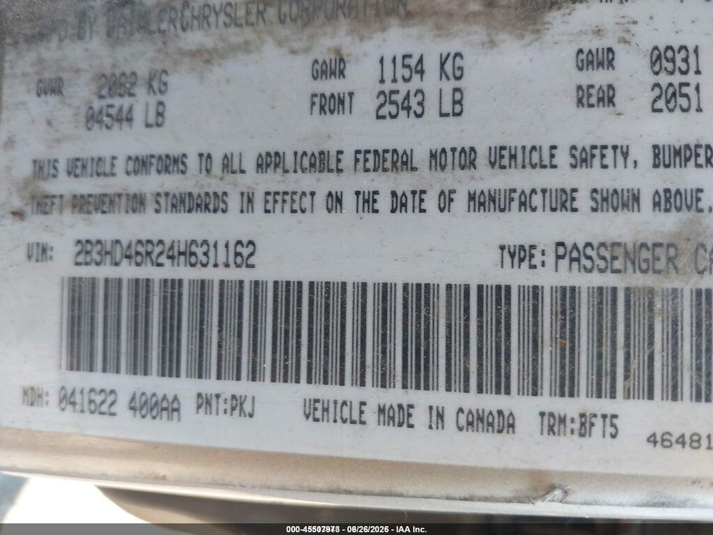2B3HD46R24H631162 2004 DODGE INTREPID photo no. 9